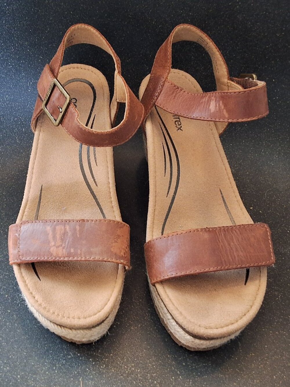 Aetrex Espadrille Wedge Sandal - size 6